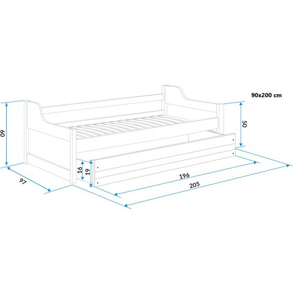 Odense juniorsng 200 x 90 cm - Bl/vit