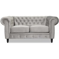 Ashford 2-sits chesterfield - Gråbeige sammet Ashford 2-sits chesterfield - Gråbeige sammet