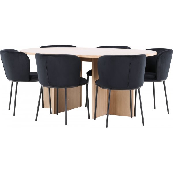 Matbord Strada med 6 st Edina stolar - Svart/whitewash Matbord Strada med 6 st Edina stolar - Svart/whitewash