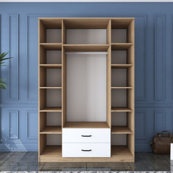 Bardo garderob 140 x 51,5 x 210 cm - Valnöt/vit Bardo garderob 140 x 51,5 x 210 cm - Valnöt/vit