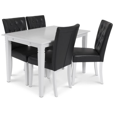 Sandhamn matgrupp 140 cm bord med 4 Crocket stolar i Svart PU