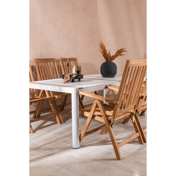Togo utematgrupp med 6 st Kenya stolar - Teak/Vit Togo utematgrupp med 6 st Kenya stolar - Teak/Vit