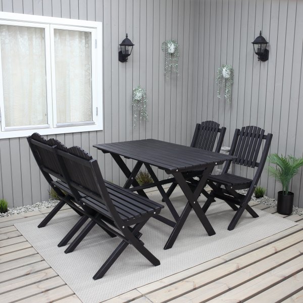 Groupe de repas Haväng (canapé avec 2 chaises et table) - Noir Groupe de repas Haväng (canapé avec 2 chaises et table) - Noir