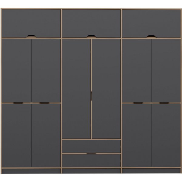 Armoire Elina 277 x 52 x 253 cm - Anthracite/marron Armoire Elina 277 x 52 x 253 cm - Anthracite/marron