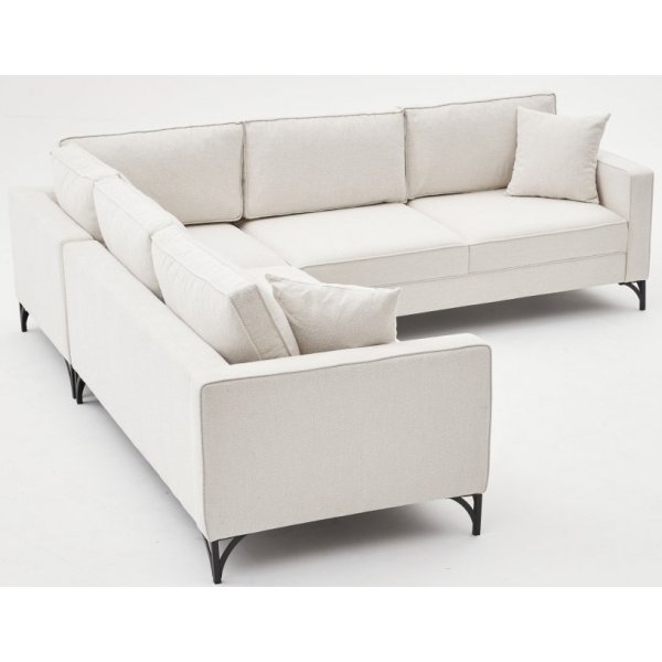 Canapé d'angle Berlin - Blanc crème/noir Canapé d'angle Berlin - Blanc crème/noir