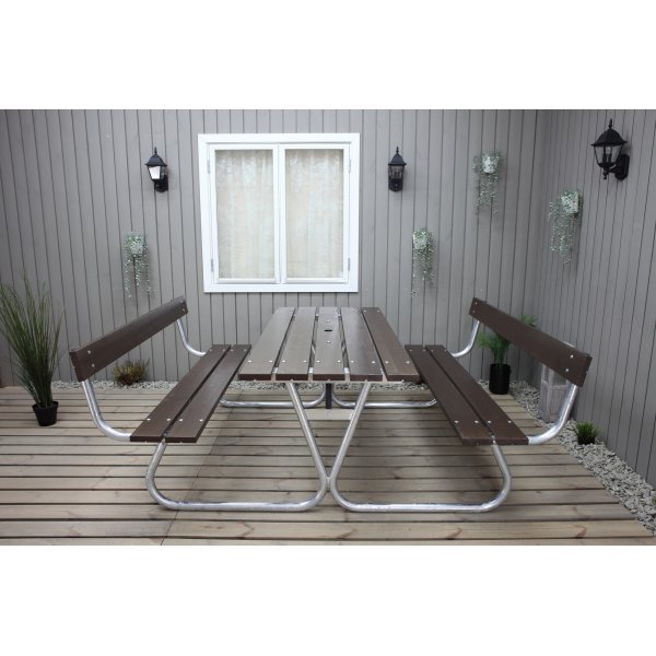 Stabil bänkset med ryggstöd - Brun Stabil bänkset med ryggstöd - Brun