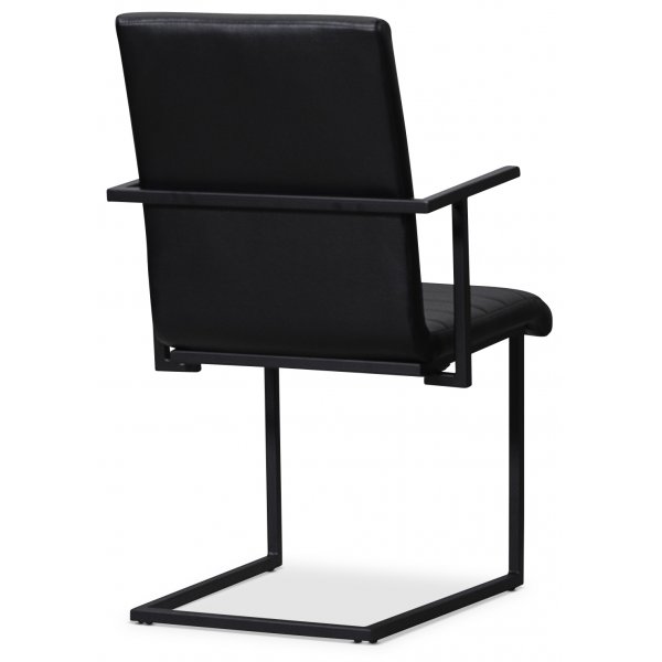 Lazio karmstol svart metall - Svart PU