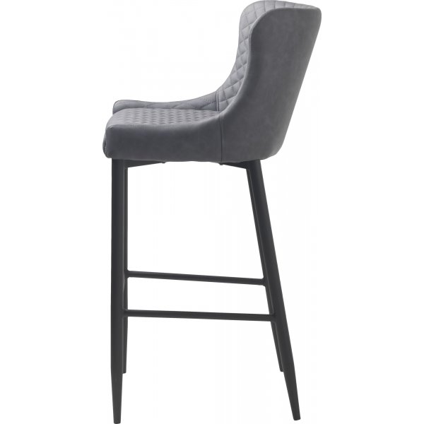 Tabouret de bar Carrie en PU gris SH 77 cm Tabouret de bar Carrie en PU gris SH 77 cm