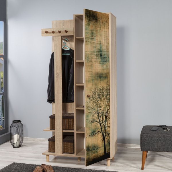 Meuble d'entrée Garmanto 90 cm - Chêne Sonoma/image Meuble d'entrée Garmanto 90 cm - Chêne Sonoma/image