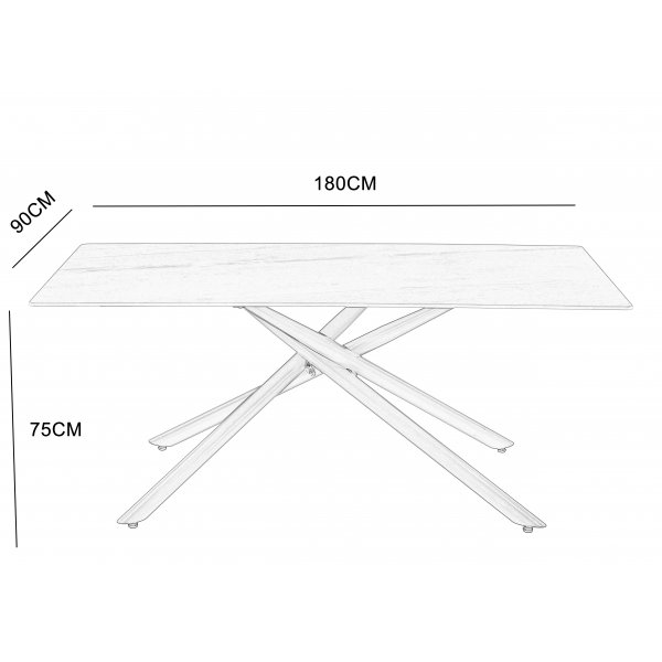 Jupiter matbord i sintrad sten - 180x90 cm - Vit marmor Jupiter matbord i sintrad sten - 180x90 cm - Vit marmor