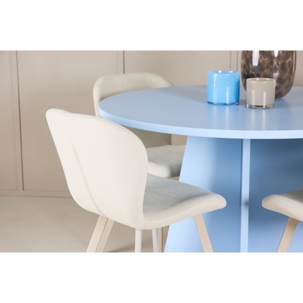 Matbord Bootcut med Lilja stolar - Beige/blå Matbord Bootcut med Lilja stolar - Beige/blå
