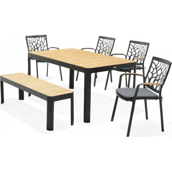 Portals eetgroep 7 - Zwart/teak Portals eetgroep 7 - Zwart/teak