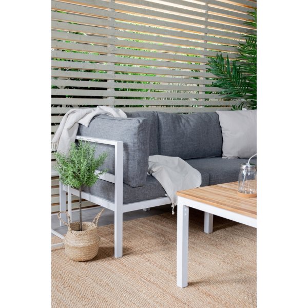 Copacabana hörnsoffgrupp - Vit/Teak/Grå Copacabana hörnsoffgrupp - Vit/Teak/Grå