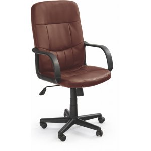 Chaise de bureau Ian en simili cuir marron fonc