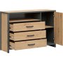 Commode Weston 131 cm - Chne artisanal/gris