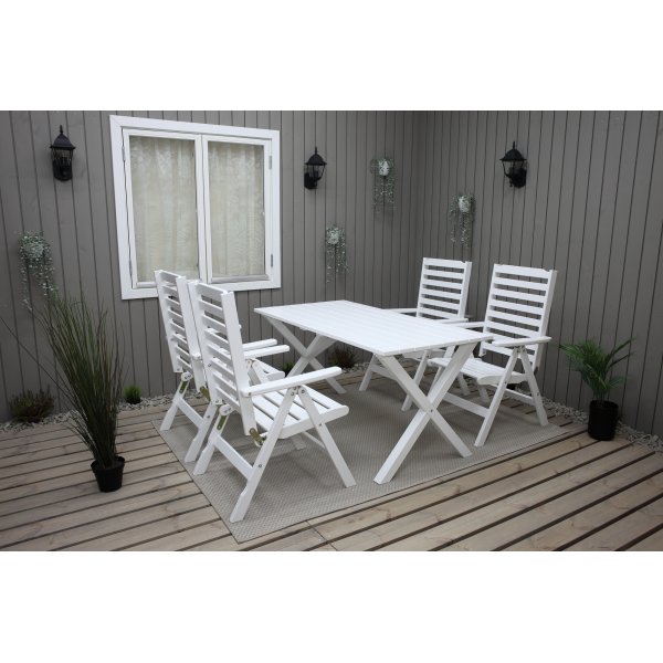 Table de groupe d'extrieur Scottsdale 150 cm avec 4 chaises Bstad - Blanc