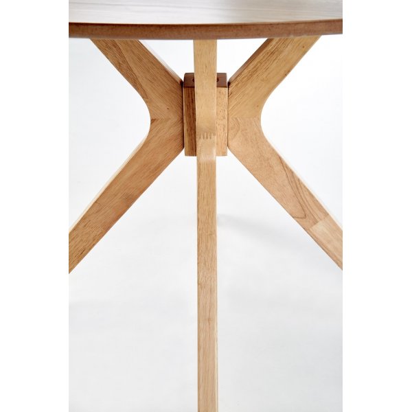 Rio matbord Ø120 cm i ekfanèr med 4st Sara karmstol i ek och linne Rio matbord Ø120 cm i ekfanèr med 4st Sara karmstol i ek och linne