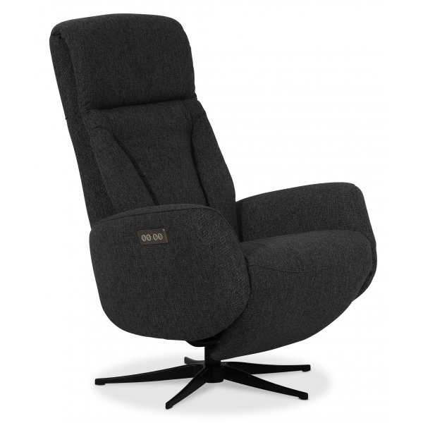 Marbck lyx reclinerftlj (2 el-motorer) inbyggt fotstd - Mrkgrtt tyg