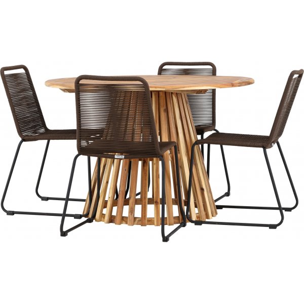 Lumpur rund matgrupp med 4 st Lindos stolar - Brun/svart + 4.00 x Stolsdyna Lumpur rund matgrupp med 4 st Lindos stolar - Brun/svart + 4.00 x Stolsdyna