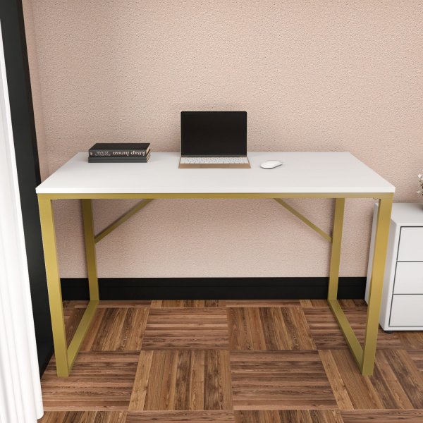 Layton skrivbord 120 x 60 cm - Guld/vit Layton skrivbord 120 x 60 cm - Guld/vit