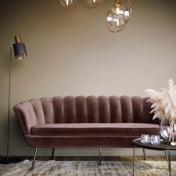 3-sits soffa i brun sammet - Kingsley