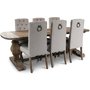 Newcastle matgrupp bord i tervunnet tr + 6 st matstolar i beige linne