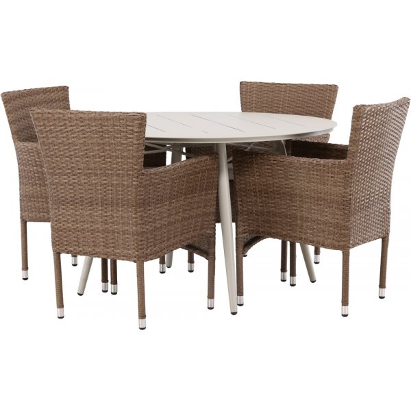 Lina utematgrupp med 4 st Malina stolar - Beige/Natur Lina utematgrupp med 4 st Malina stolar - Beige/Natur