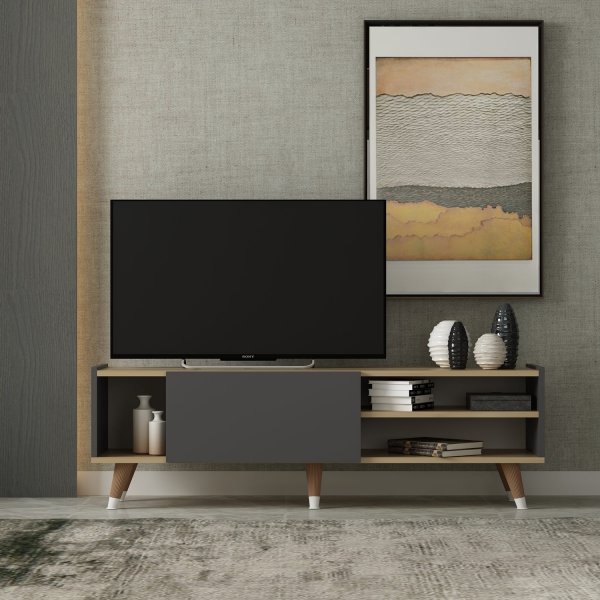 Crassia TV-bänk - Safir ek/antracit Crassia TV-bänk - Safir ek/antracit