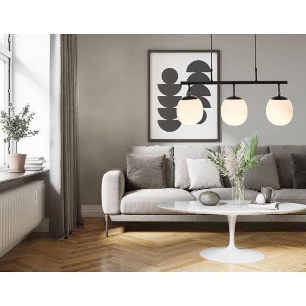 Rille plafondlamp - Zwart/opaalwit Rille plafondlamp - Zwart/opaalwit