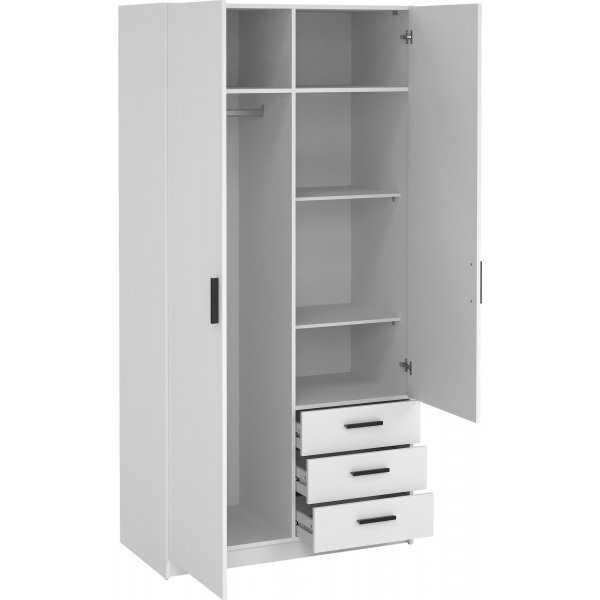 Armoire Sprint avec 2 portes et 3 tiroirs - Blanc Armoire Sprint avec 2 portes et 3 tiroirs - Blanc