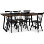 Edge 3.0 matgrupp 190x90 cm inkl 6 st svarta Orust pinnstolar - Brownstained fishbone