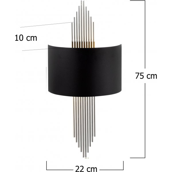 Harmonische curve wandlamp - Zwart/zilver