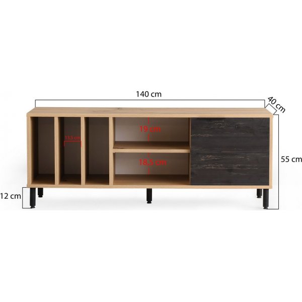 Banc multimédia Casares - Chêne/brun foncé Banc multimédia Casares - Chêne/brun foncé