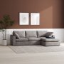 Moby gr divansoffa 296 cm - Soffa med vndbar divan + Textilrengring fr mbler