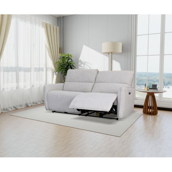 Soffa elektrisk recliner 3-sits - Ljus bouclè Soffa elektrisk recliner 3-sits - Ljus bouclè