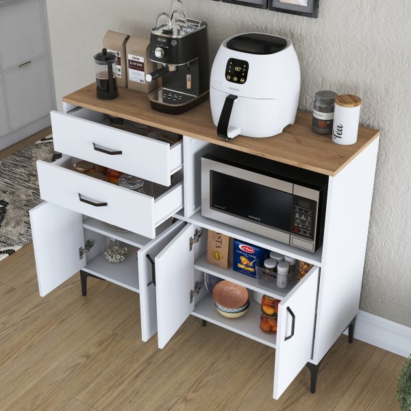 Meuble de cuisine Jericho 166 - Blanc/noyer Meuble de cuisine Jericho 166 - Blanc/noyer