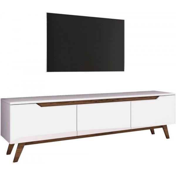 Duno mediabänk - Vit/mörk valnöt Duno mediabänk - Vit/mörk valnöt