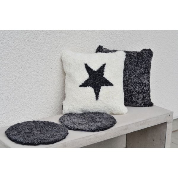 Coussin de chaise Curly peau de mouton Gris foncé Coussin de chaise Curly peau de mouton Gris foncé