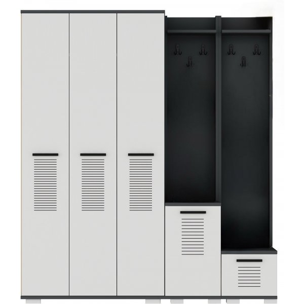 Asimo kleerhanger 160 x 45 x 183 cm - Antraciet/wit