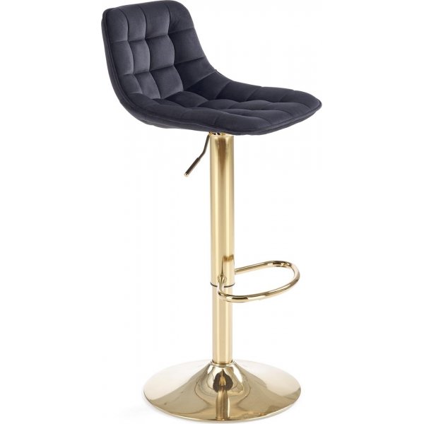 Barstol svart sammet med guldfot - Sitthöjd 62-84 cm Barstol svart sammet med guldfot - Sitthöjd 62-84 cm