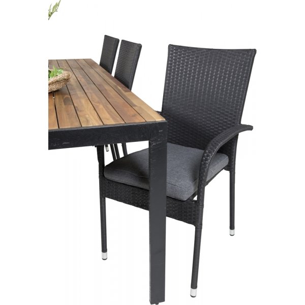 Bois utematgrupp med 6 st Anna stolar - Svart/Natur