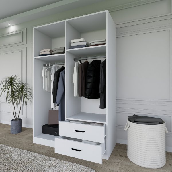 Armoire Yaman 120 x 45 x 180 cm Variante B - Blanc mat Armoire Yaman 120 x 45 x 180 cm Variante B - Blanc mat