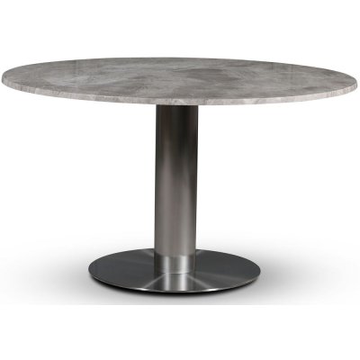 SOHO matbord Ø130 cm - Borstat aluminium / Silver marmor