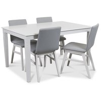 Mellby matgrupp 140 cm bord med 4 st Molly stolar ljusgrå - Vit / Ljusgrå Mellby matgrupp 140 cm bord med 4 st Molly stolar ljusgrå - Vit / Ljusgrå