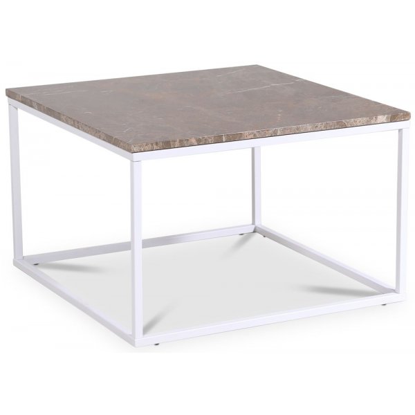 Accent soffbord 75 - Brun marmor / Vit