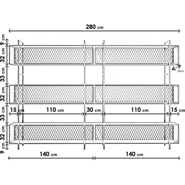 Bibliothèque Araf 280 cm - Noir Bibliothèque Araf 280 cm - Noir
