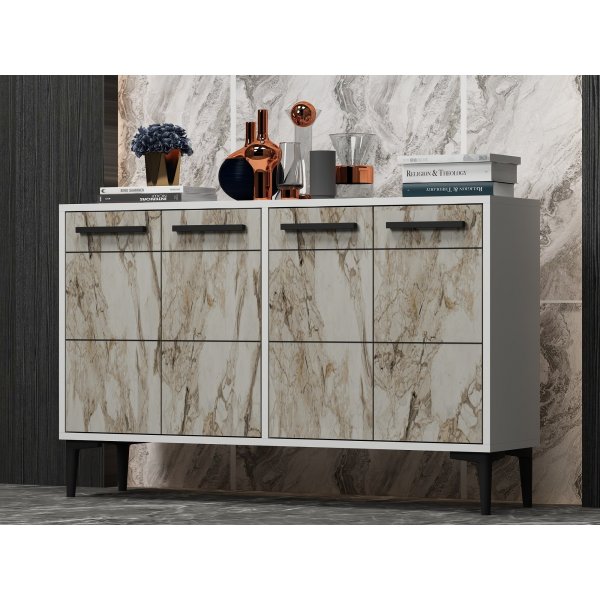 Buffet Stria - Blanc/marbre Buffet Stria - Blanc/marbre