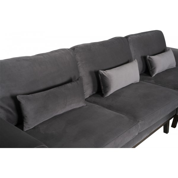 Divansoffa i grått sammet - Copenhagen + Fläckborttagare för möbler Divansoffa i grått sammet - Copenhagen + Fläckborttagare för möbler