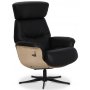 Marbck reclinerftlj med fotpall - Svart lder / Tr