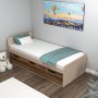 Akser enkelsng med inbyggd frvaring 190 x 90 cm - Ljus valnt/beige